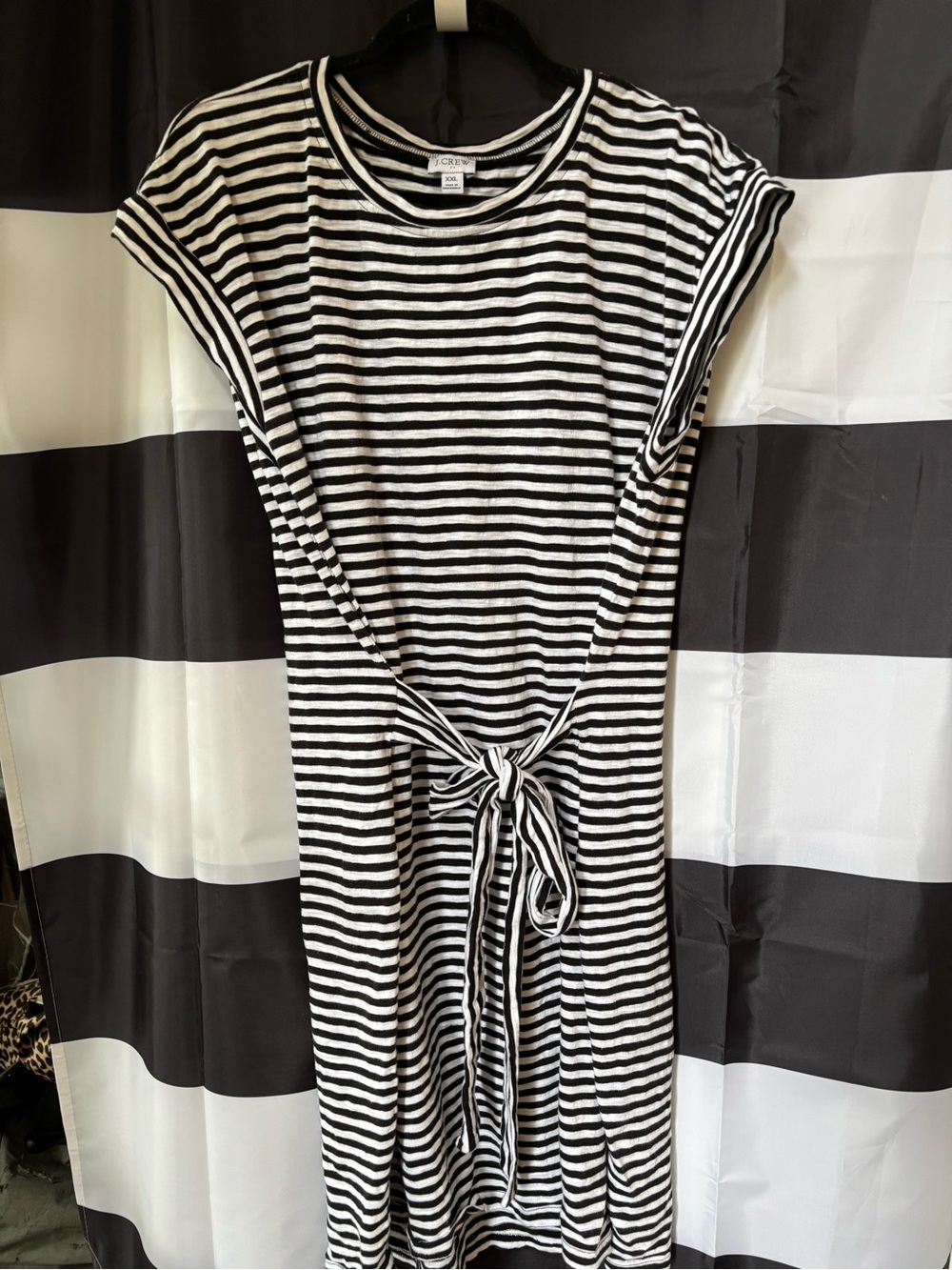 J. Crew Black and White Striped Tie-Waist Mini Dress - Picture 3 of 4